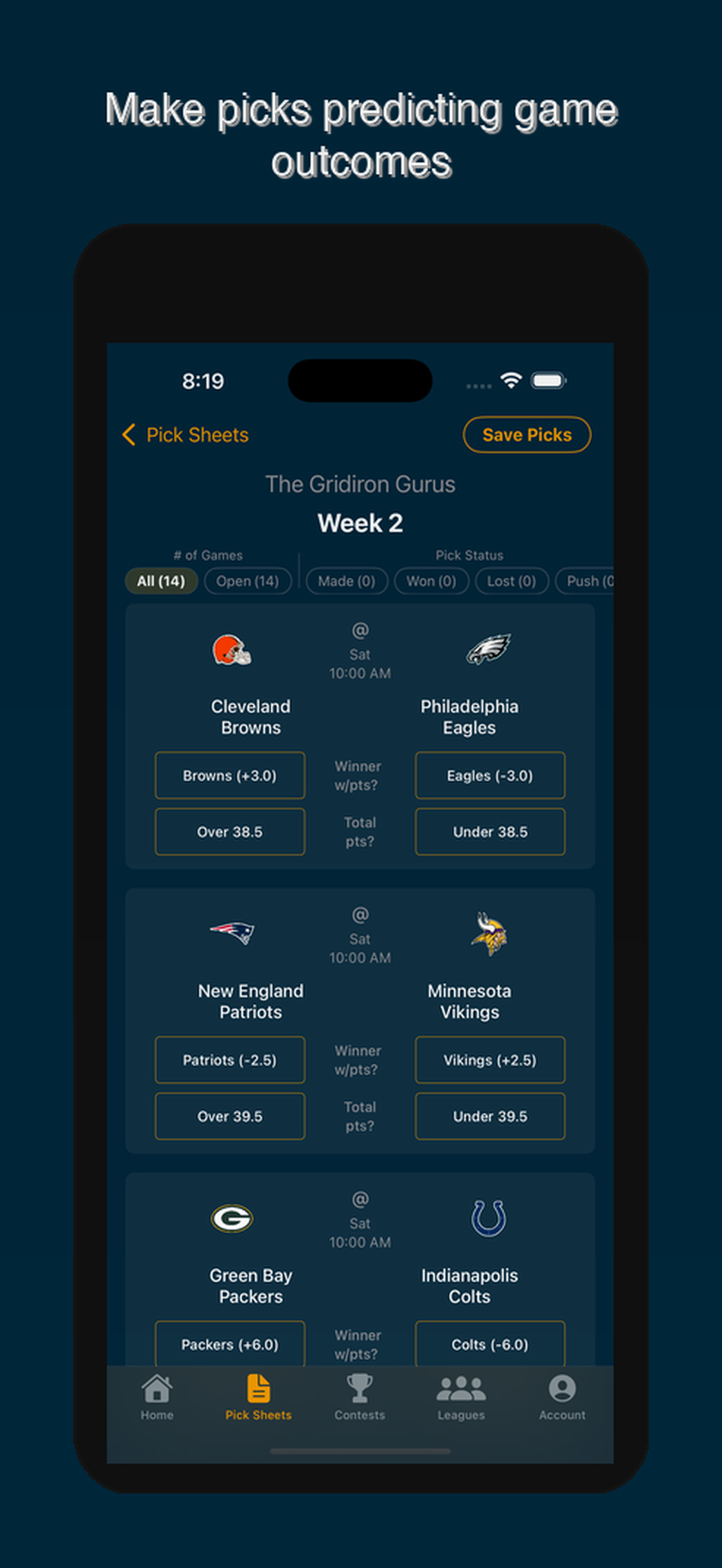 SeasonWins screenshot: setup a league